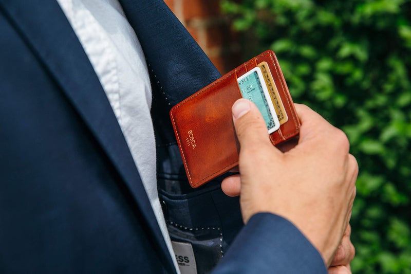 Bosca Old Leather RFID Blocking Front Pocket Wallet with Magnetic Money Clip - Leather Wallet for Men - Image 2